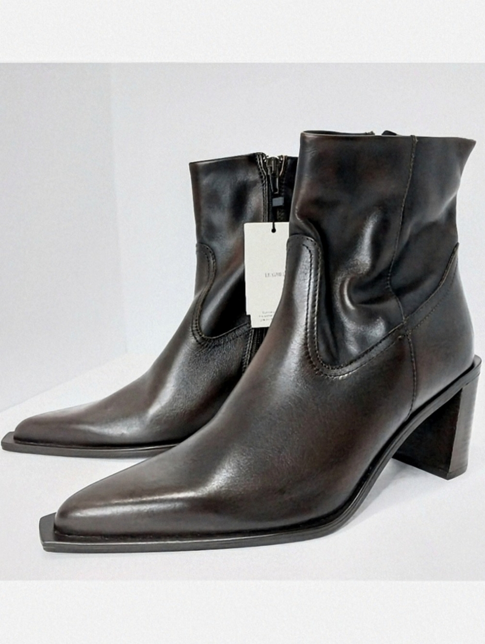 Mango Block Heel Leather Ankle Boots, NWT, Size 41| US 9.5